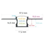 Perfil LED Empotrar Obra 57,2x14,5mm Opal 2m