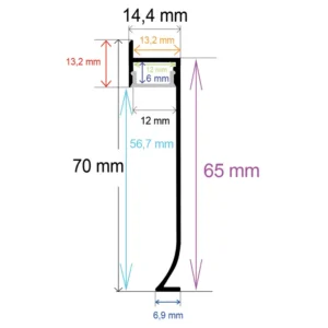 Perfil LED Rodapies 70x14,4mm OPAL 2m