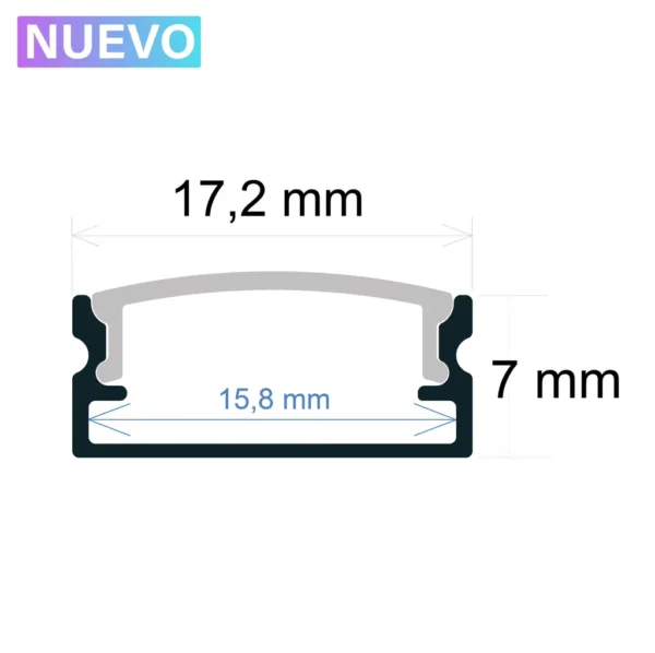 Perfil LED Superficie 17,2x7mm NEGRO 2m