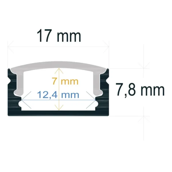 Perfil LED Superficie 17x7,8mm Opal 2m