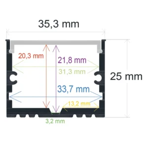 Perfil LED Superficie 35x25mm Opal 2m