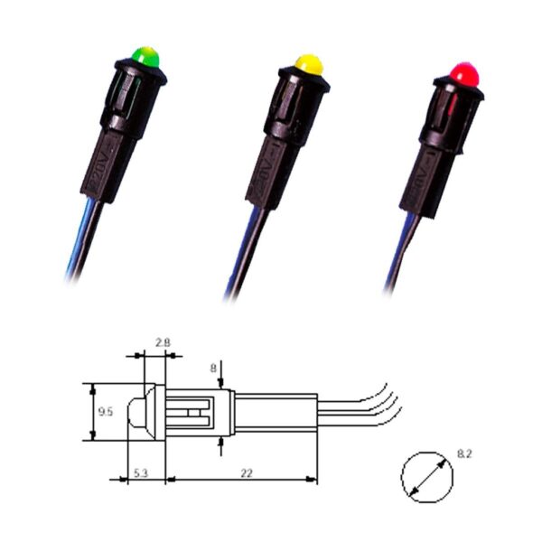 Piloto led 220Vac con cable Luminoso AMARILLO