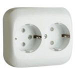 Base Enchufe Schuko Doble Empotrar BLANCO