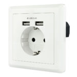 Base Enchufe Schuko con 2 tomas USB