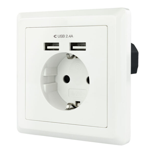 Base Enchufe Schuko con 2 tomas USB