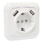 Base Schuko empotrar con 2 Tomas USB