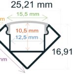 Perfil LED Esquina 25x17mm Opal 2m
