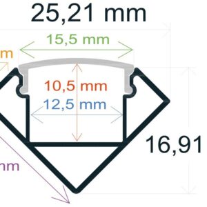 Perfil LED Esquina 25x17mm Opal 2m