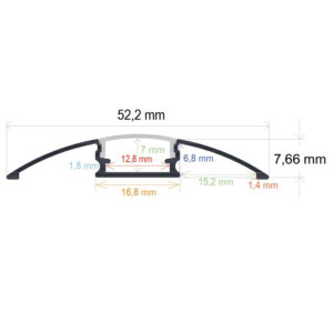 Perfil LED Superficie 52x7,6mm Opal 2m