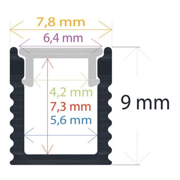 Perfil LED Superficie Extrafino 7,8x7,8mm Opal 2m