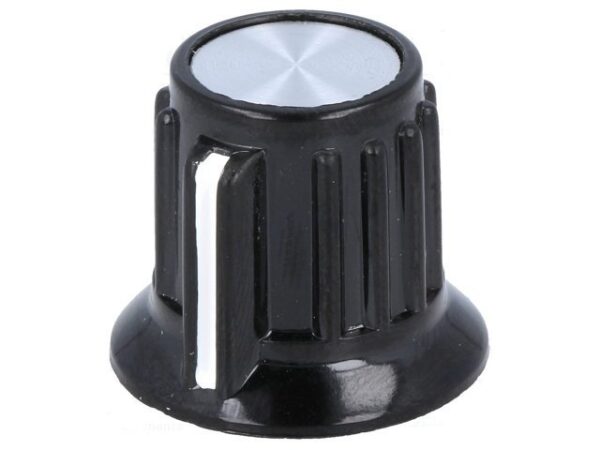 Boton de Mando con Indicador eje 6,35mm Negro 20x17mm