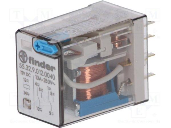 RELÉ 12Vdc 2Ctos DPDT 10A250Vac FINDER