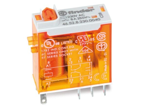 RELE 230Vac 2Ctos con Pulsador de Prueba 8A/250Vac FINDER