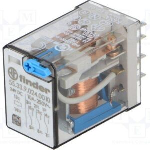 RELE 24Vdc 10A/250Vac 3Ctos Pulsador Prueba FINDER