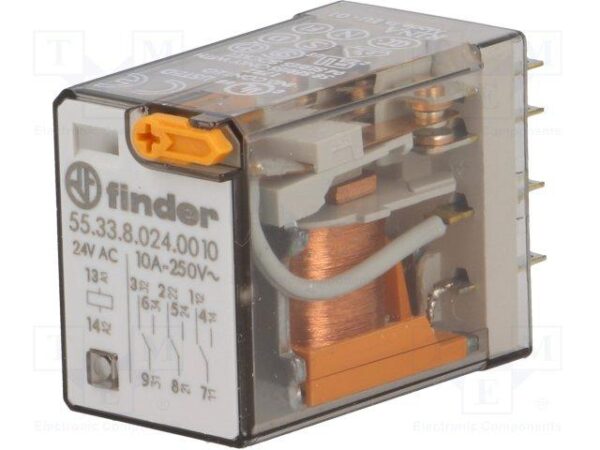 RELE FINDER 24Vac 3Ctos con Pulsador de Prueba 10A/250Vac