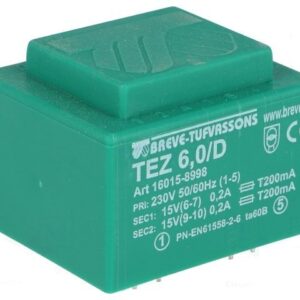 Transformador Encapsulado Salida 15V+15Vac 6VA Entrada 230V