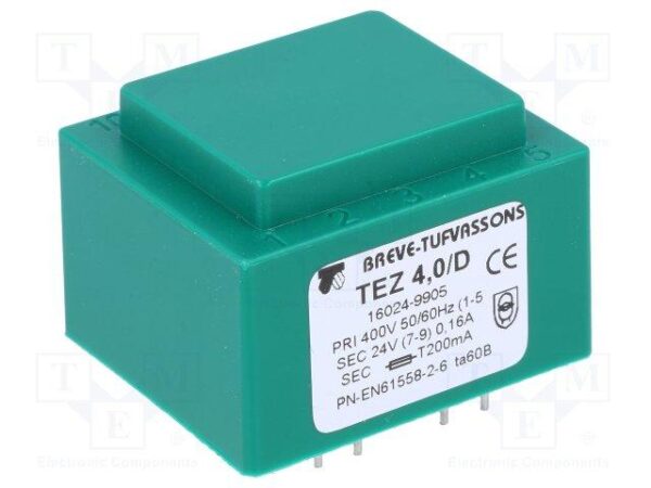 Transformador Encapsulado salida 9Vac 4VA E230Vac