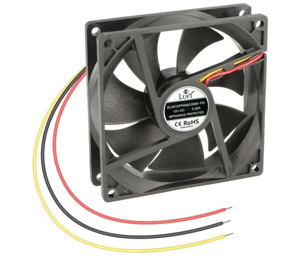 Ventilador 12Vdc 92x92x25mm 3,36W  3 Cables Friccion