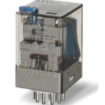 Relé 230Vac 10A 250Vac 3Ctos con Pulsador de Prueba FINDER