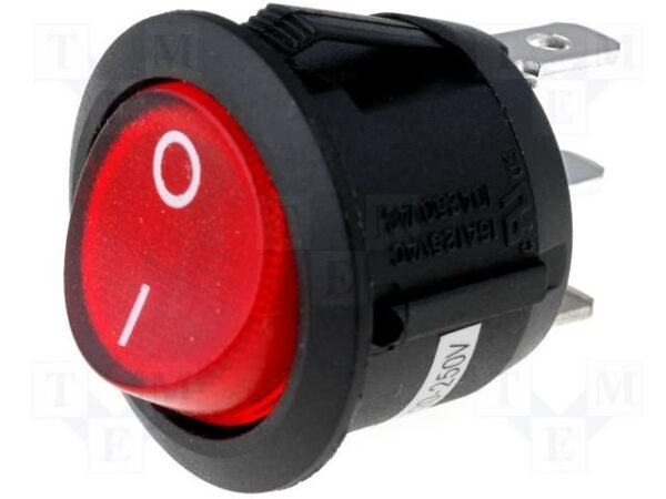 Interruptor Basculante Luminoso ROJO Unipolar 6,5A/250Vac OFF-ON