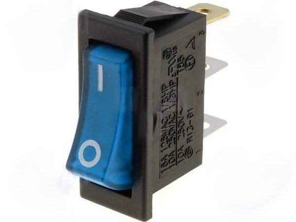 Interruptor Basculante Unipolar Luminoso AZUL OFF-ON 10A/250Vac