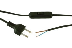 Interruptor pasante con Cable de 2metros 2A/250V color NEGRO