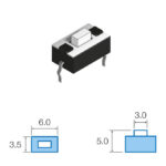 Pulsador Tacto 2pin Cto. Impreso 3,5x6mm boton 5mm SW073