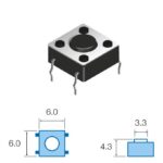 Pulsador Tacto 6x6mm 4,3mm altura total NEGRO