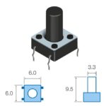 Pulsador Tacto 6x6mm altura total  9,5mm SW075 TACT-69K-F