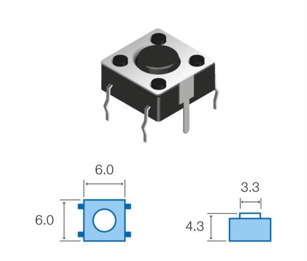SW063 Pulsador Tacto L: 4,3mm HST0232  c/TT