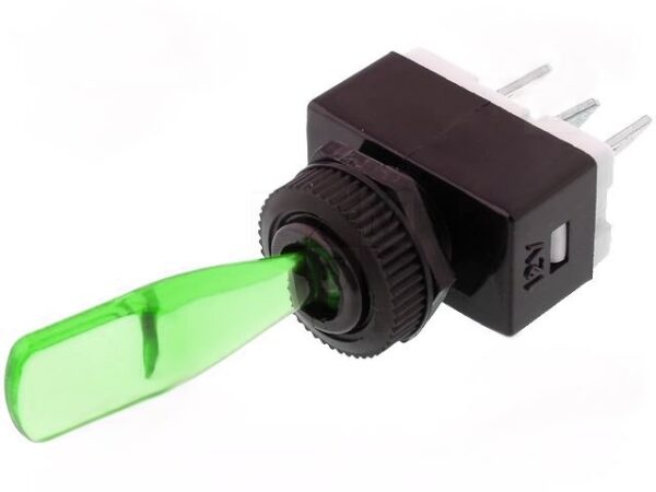 Interruptor Palanca Iluminada 12V VERDE 6A/12Vdc ON-OFF