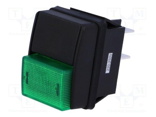 Interruptor Presion 2 pulsadores Negro/Verde 10A/250Vac OFF-ON