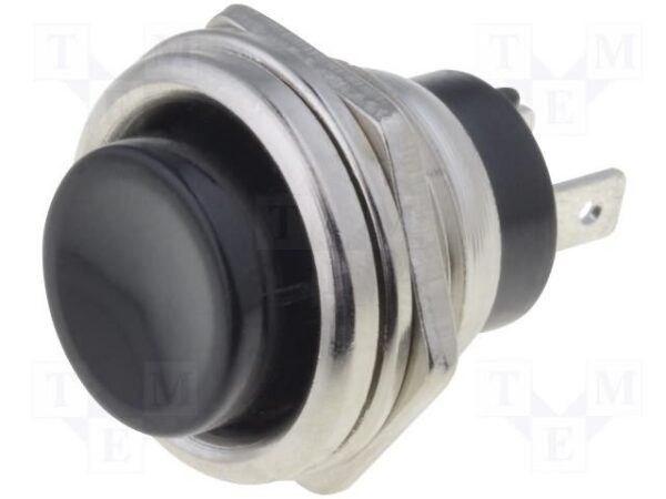 Pulsador Abierto Reposo pulsador NEGRO 2A/250Vac OFF-(ON)