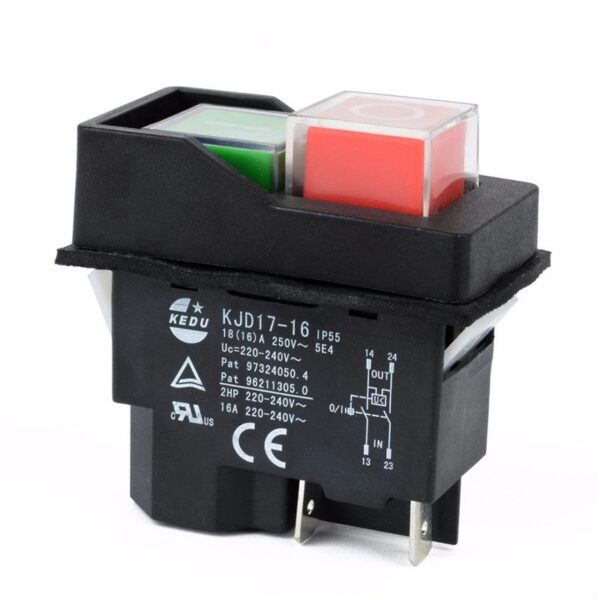 Pulsador DOBLE Rojo/Verde 16A/230Vac SPST-NO x2 (sin patilla para Rele)