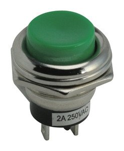 Pulsador Empotrar OFF-(ON) Abierto Reposo 2A/250Vac VERDE