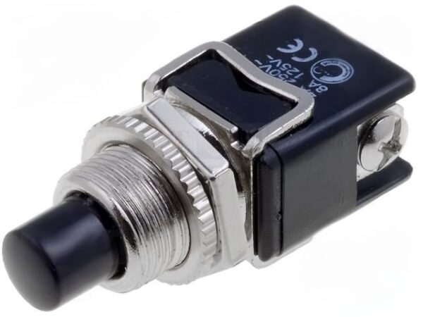 Pulsador Presion OFF-(ON) 4A 250Vac 1Cto. con Tuerca