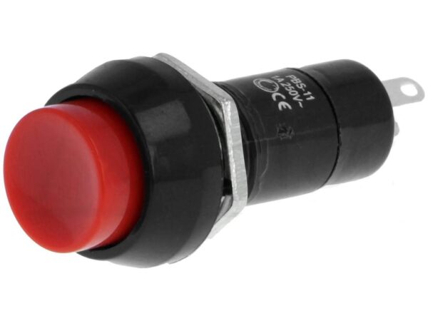 Pulsador Presion Redondo Ø12mm OFF-(ON) ROJO