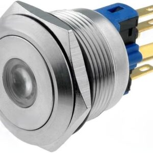 Pulsador/conmutador Antivandalico Luminosidad Azul 12Vdc/ac 3/220Vac ON-(ON)