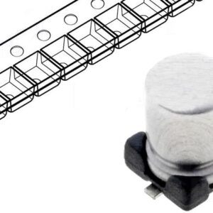 Condensador Electrilitico SMD 1uF 50Vdc medidas 4x5,3mm SMD