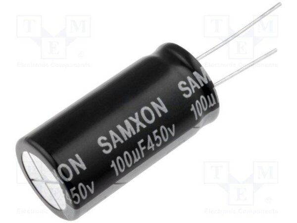 Condensador Electrolitico 100uF 450Vdc 105ºC 18x40mm Radial