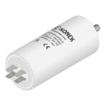 Condensador Motor 100uF 450Vac 60x123mm FASTON + Torno M8
