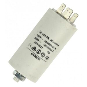 Condensador Motor 14uF 450Vac 40x70mm FASTON + torno M8