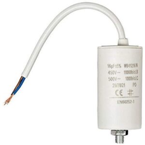 Condensador Motor 16uF 450Vac 40x70mm CABLES + trono M8