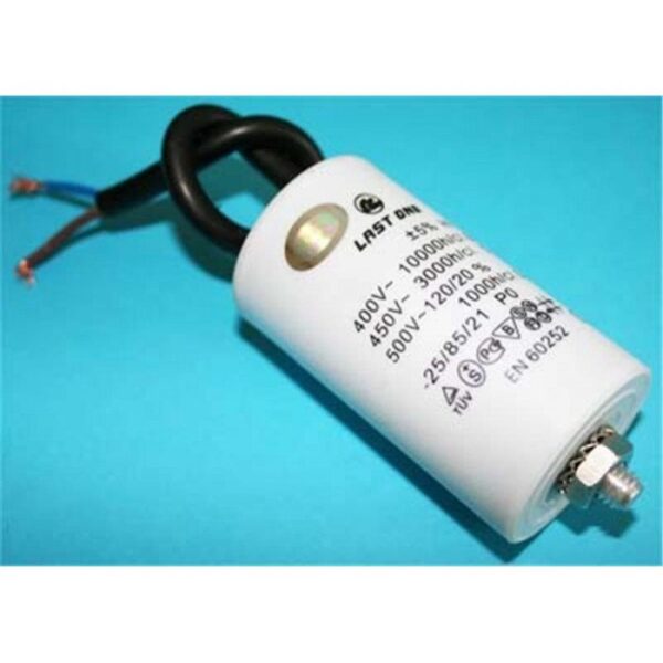 Condensador Motor 20uF 450Vac 42x72mm CABLES + torno M8