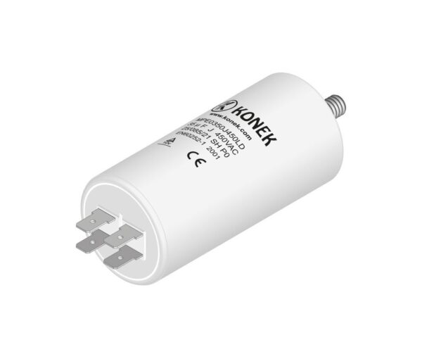 Condensador Motor 35uF 450Vac 45x92mm FASTON + M8 KONEK