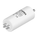 Condensador Motor 45uF 450Vac  110x50mm FASTON + Torno M8