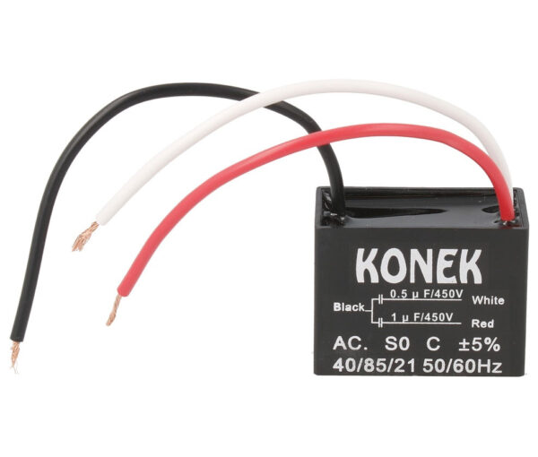 Condensador Motor Ventilador  1+0,5uF 450Vac 3 Cables