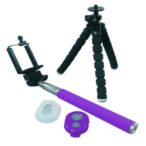 Brazo Extensible Selfie con mando MORADO