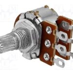 Potenciometro 22K DOBLE Logaritmico Eje metal Soldar