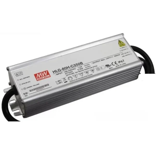 Driver LED 167-275Vdc 90W 350mA IP67 MW HLG-80H-C350B